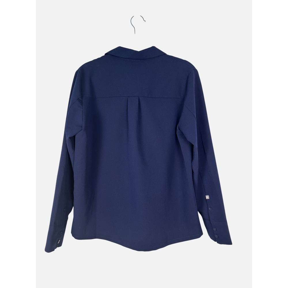 Figs Nala Polo Scrub Top Womens Medium Navy Long Sleeve Technical W21SW1056 NWT - Picture 2 of 5